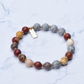 Lava Rock and Mookaite Jasper Stone Beaded Yoga Bracelet Aromatherapy Bracelet