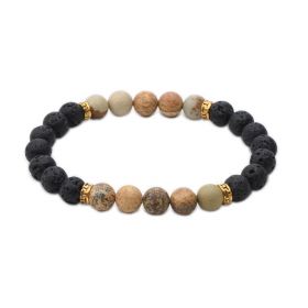 Men's Picture Jasper Lava Stone Beaded Oil Diffuser Bracelet