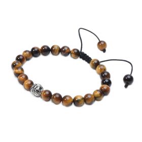 Tiger Eye Stone Beaded Braided Adjustable Bracelet for Men