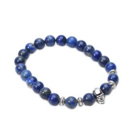 Skull Head Blue Lapis Lazuli Stretch Beaded Charm Bracelets