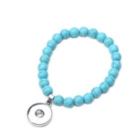 Blue Turquoise Beaded Stretch Snap Button Bracelet DIY Ginger Snaps Jewelry