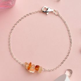 Minimalist Irregular Stones 925 Sterling Silver Chain Bracelet for Girls Gift Jewelry