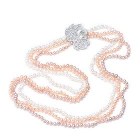 Couple Swan Multiplayer Freshwater Pearl Strands Necklaces