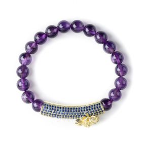 Beautiful Energy Power Amethyst 8mm Chakra Beads Reiki Healing Elastic Stretch Bracelet