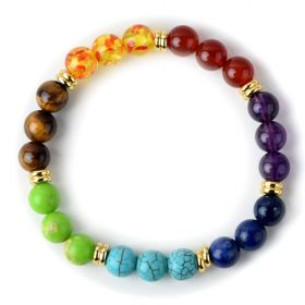 7 Chakra Stones Balancing Healing Beaded Bracelet Stretch Yoga Jewellery Buddha Prayer Pulseira