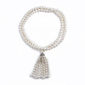 Luxury Long Sweater Chain White Pearl Strand Necklaces Tassel Women's Statement Necklace 32 inch