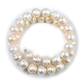 10-11mm Freshwater Pearl Double Layer Adjustable Bracelet Women Wedding Bridal Jewelry