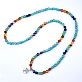 108 Mala Beads Necklace 7 Chakra Meditation Spiritual Bracelet Turquoise Tree of life Yoga Jewelry