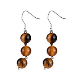 Tiger Eye Stone Dangle Earrings Boho Statement Earrings Holiday Gift for Her