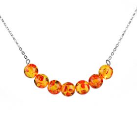 Round Synthetic Amber Bead Bar Necklace 18 inch Chakra Stone Necklace