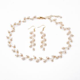 Fashion White Pearl Jewelry Branches Bent Design Women Necklace Earring Sets for Wedding Party Jewelry