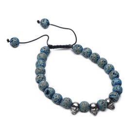 Skull Charm Lava Rock Beads Adjustable Diffuser Bracelet for Men