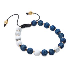 Howlite and Lava Rock Stone Beads Diffuser Bracelet Adjustable Friendship Bracelet Gift