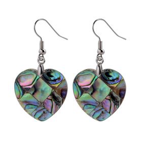 Simple Natural Love Heart Shape Abalone Shell Earrings Ear Drop