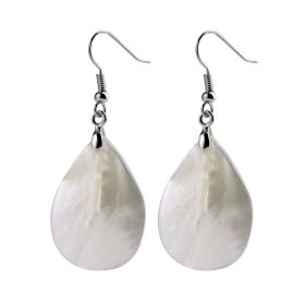 Simple White Shell Drop Dangle Earrings with Copper Hook for Women