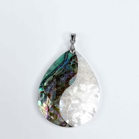 Teardrop Abalone Shell Mother of Pearl Yin Yang Pendant