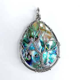 Natural Mother of Pearl Abalone Shell Pendants Handmade Wire Wrapped