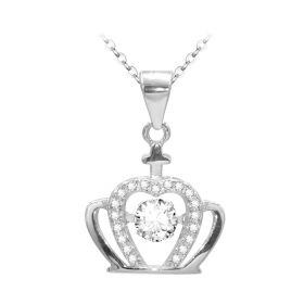 Choker Crown Pendant Necklace Made With Cubic Zirconia Sterling Silver 18 Inch Chain Best Choice Gift