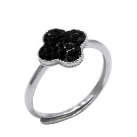 Beautiful 925 Sterling Silver Women's Lucky 4 Leaf Clover Adjustable Ring