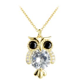 Cute 925 Sterling Silver Cubic Zirconia Owl Bird Pendant Necklace for Teen Girls 16 inch