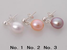 925 Silver Beads Decorating Pearl Earrings Studs 8-9mm Oval Pearl Dangling Earrings