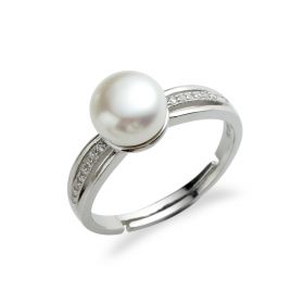 Freshwater pearl with rhinestone 925 Sterling Silver ring setting jewelry for women