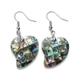 Heart Charm Paua Abalone Shell Earrings for Ladies Unique Jewelry Natural Abalone Shell Stone