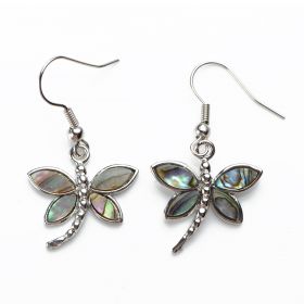 Unique Dragonfly Abalone Shell Earrings Charm Ladies Jewelry