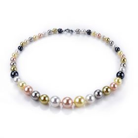 Hand Knotted Multi Color Shell Pearls Strand Necklace for Women