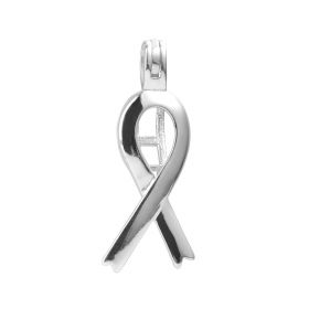 Simple 925 Sterling Silver Ribbon of Hope Pendant Cage without Chain & Pearl