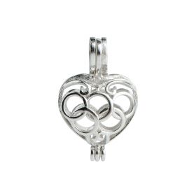 Olympic Heart Cage 925 Sterling Silver Love Wish Pearl Pendant Charm without Chain & Pearl