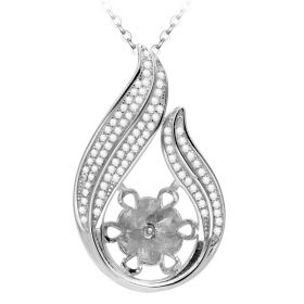 Luxury Simple Style with Clear Cubic Zircons 925 Sterling Silver Pearl Pendant Setting Accessories