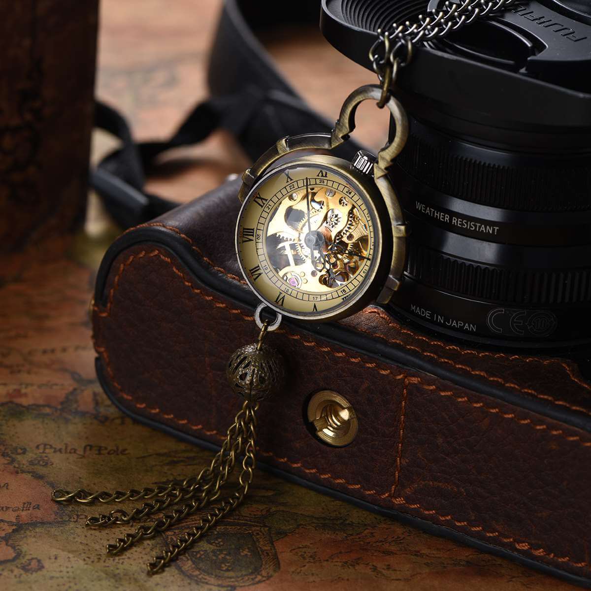 ball mechanical skeleton pocket watch pendant watches