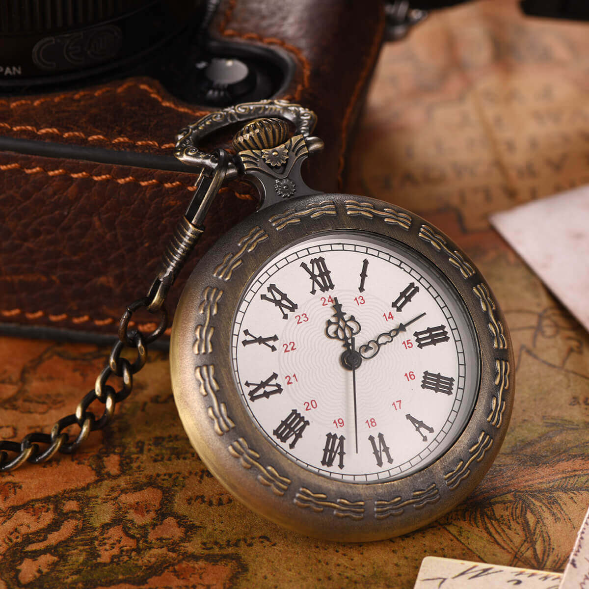 open face quartz pocket watch