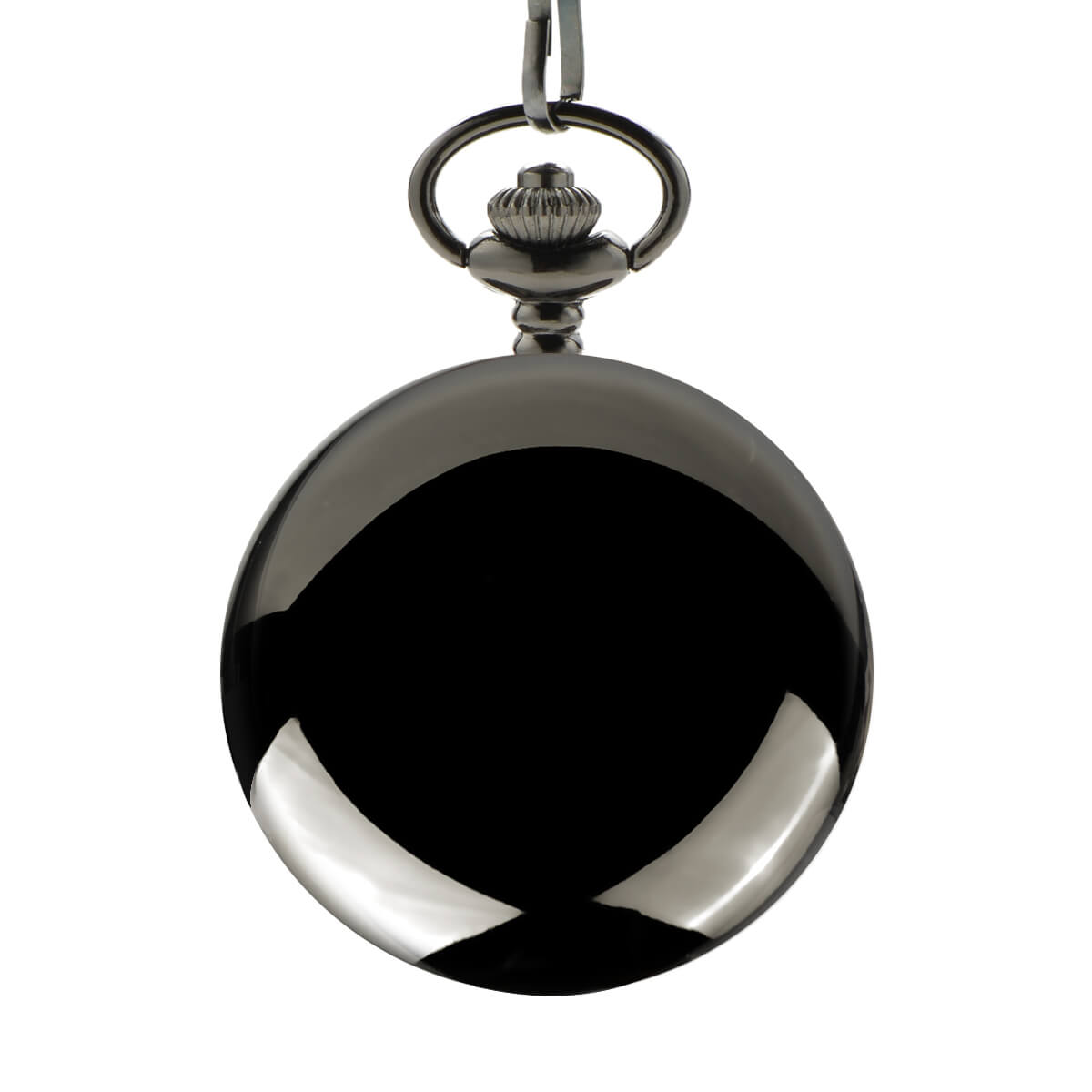 smooth black mechanical pocket watch