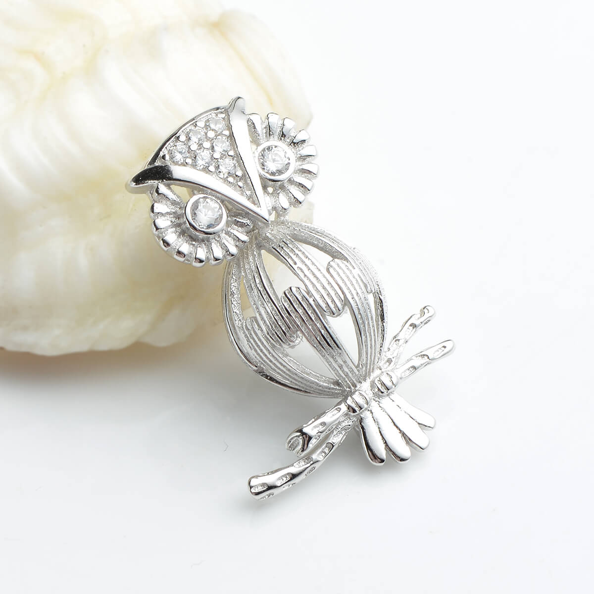 Owl Cage Love Wish Pearl 925 Sterling Silver Pendant Lockets