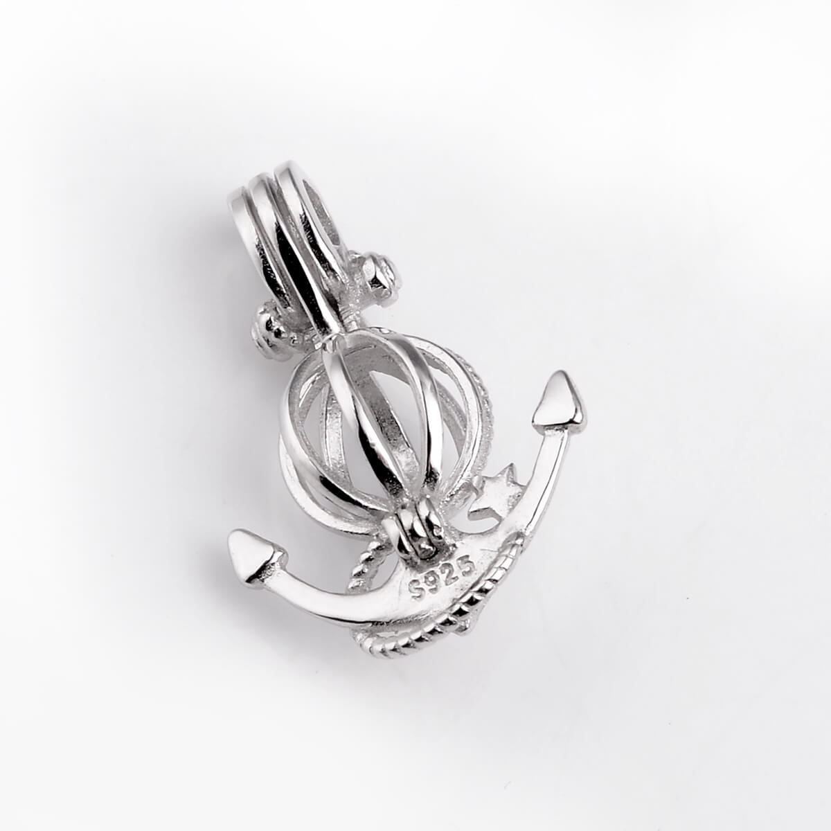 Sterling Silver Anchor Pearl Cage