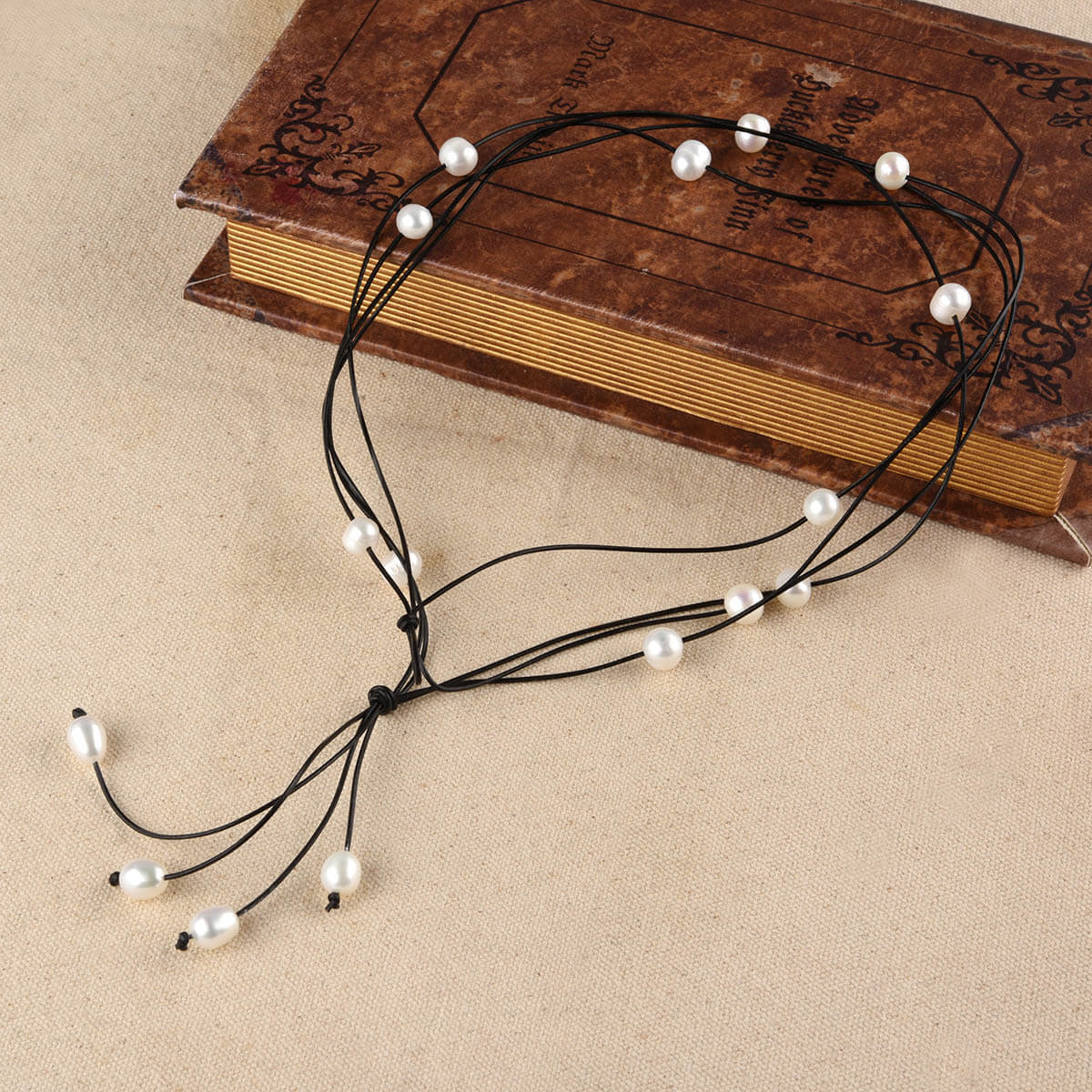 Pearls Leather Versatile Four Layered Necklace