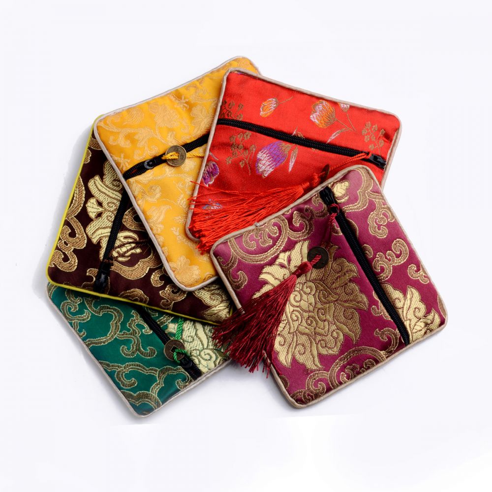 Exquisite Small Zipper Pouch Coin Purse Party Favors Credit Card Bag Satin  Fabric Jewelry Pouch Bags