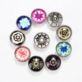 DIY Snap Button Making Mixed Color Pattern Glass Cabochons and Alloy ...