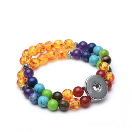 Chakra Gemstone with Amber Snap Button Bracelet Double Layer (Flat ...
