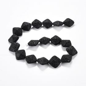 27mm Coin Shape Black Lava Rock Beads Strand 15 Inch Jewelry